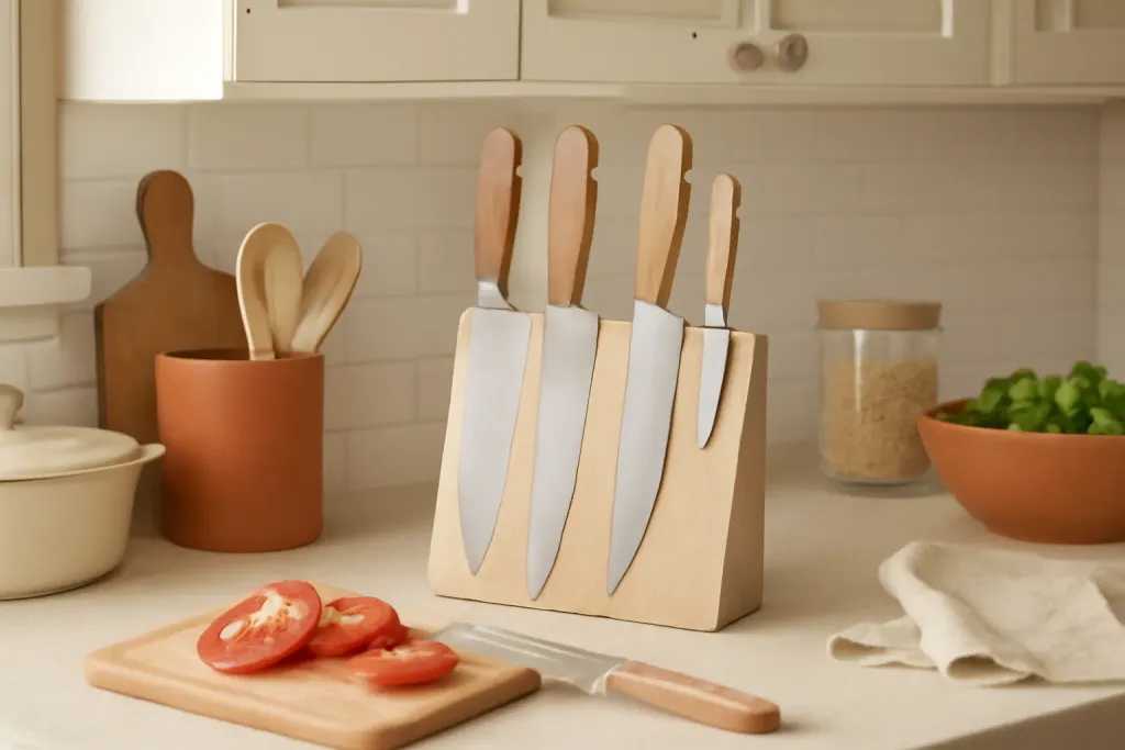 Photo illustrating knife storage for small kitchens