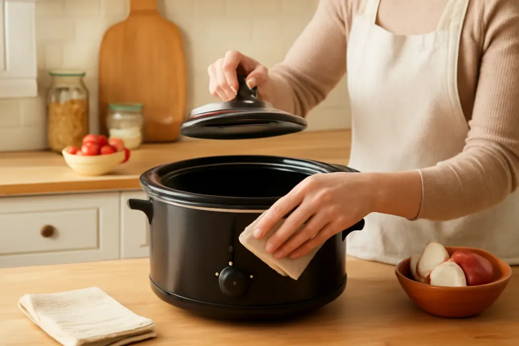 Photo illustrating how to clean a slow cooker