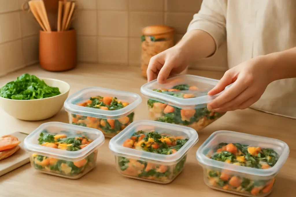 Photo illustrating freeze meal prep portions safely