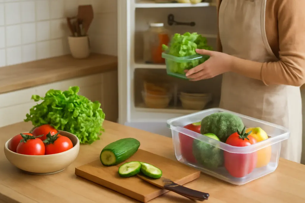 Photo illustrating keep produce fresh longer fridge