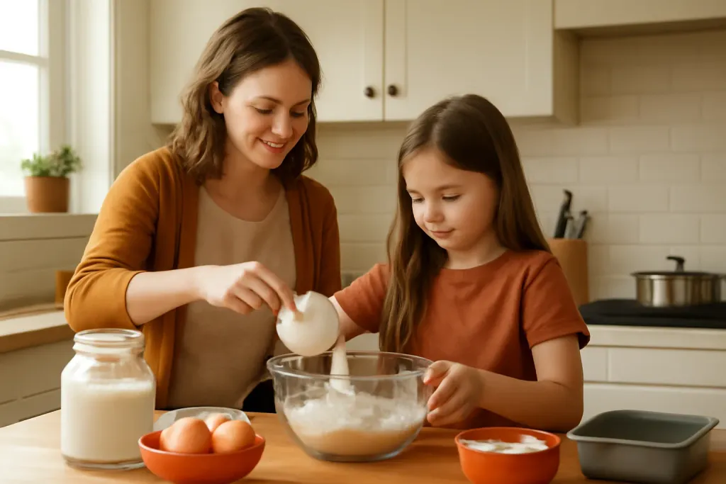 A second photo showing a related step or detail for how to measure ingredients for baking