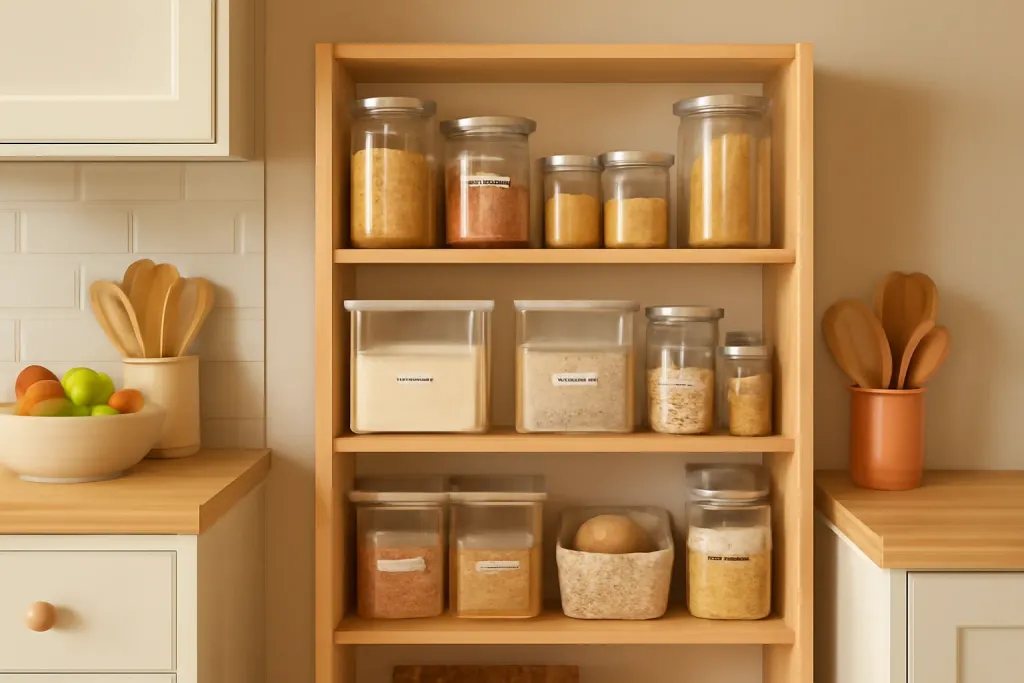 Photo illustrating how to organize a small kitchen pantry