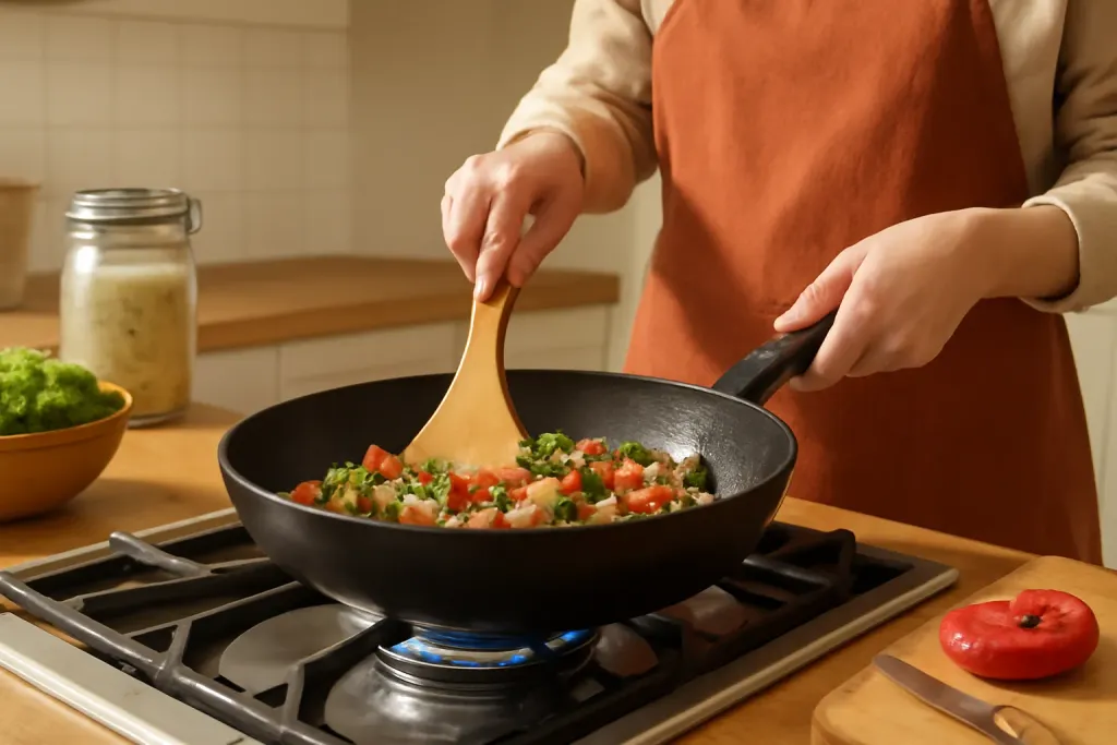 Photo illustrating how to prevent nonstick pans from wearing out