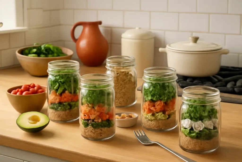 Photo illustrating mason jar meal prep guide